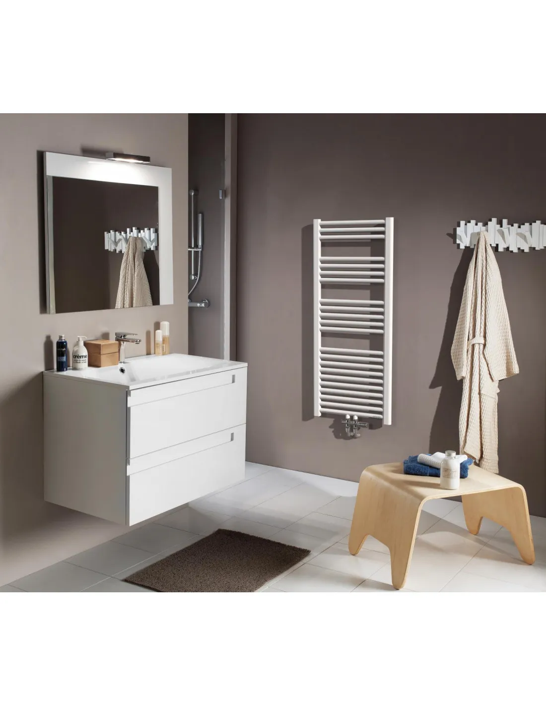 Radiateur sèche-serviettes 2012 eau chaude racc. collecteurs 0515W blanc ATLANTIC 833955